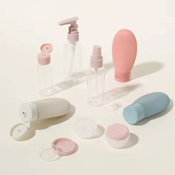 Ensemble de 11 flacons de voyage pour cosmétiques et articles de toilette