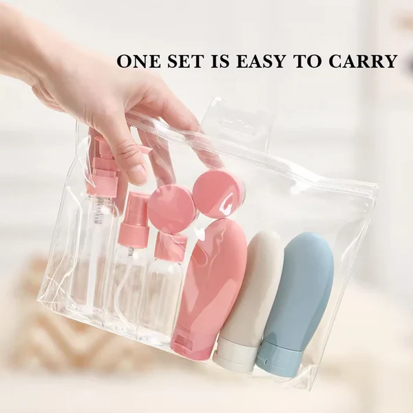 Ensemble de 11 flacons de voyage pour cosmétiques et articles de toilette
