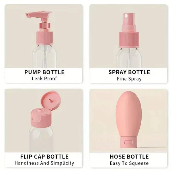 Ensemble de 11 flacons de voyage pour cosmétiques et articles de toilette