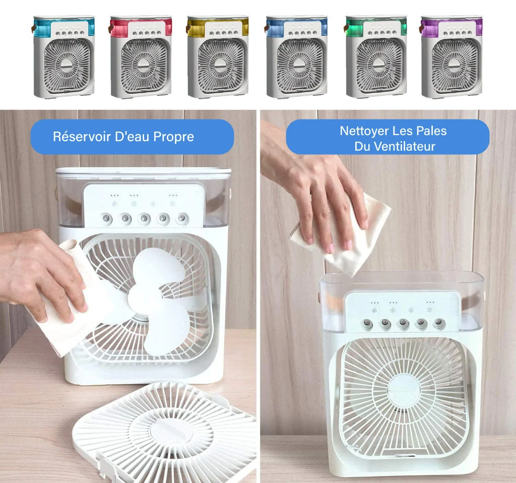 Mini Refroidisseur D’air Portable À Glaçons À 3 Vitesses avec LED intégré.