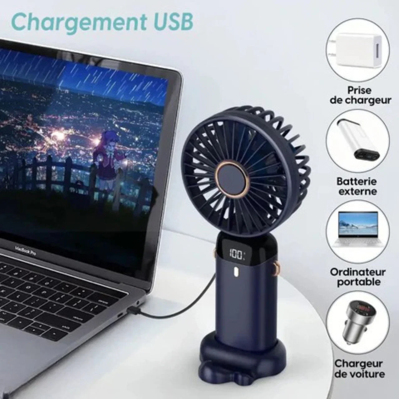 Mini Ventilateur LED Portable Pliable , Fraîcheur, Fonctionnalité et Mobilité